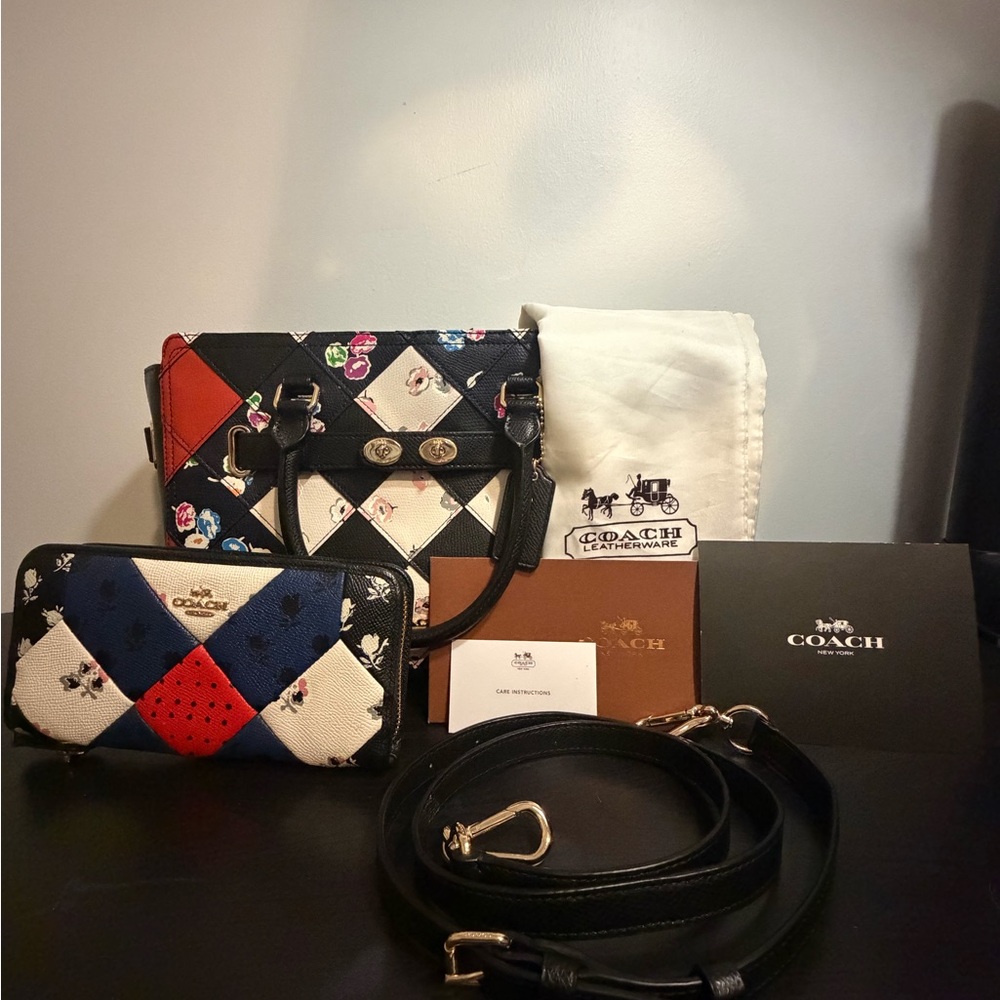 Coach Women's Multicolor Patchwork Bag and Wallet Set